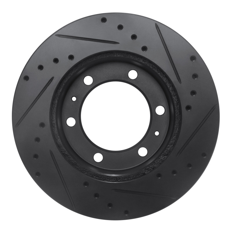 Toyota Hilux Brake Rotor (1) - Front Left - R1 Concepts - Drilled & Slotted - Black - `09-`15